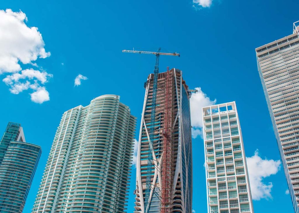 Commercial building and crane