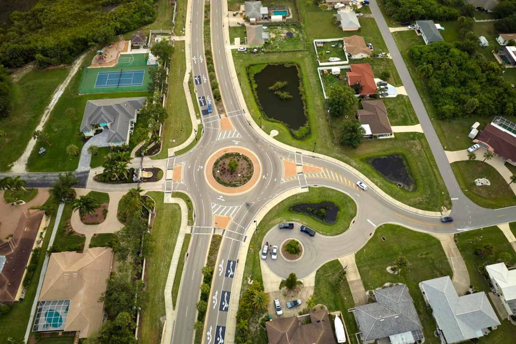 Arial view of roundabout