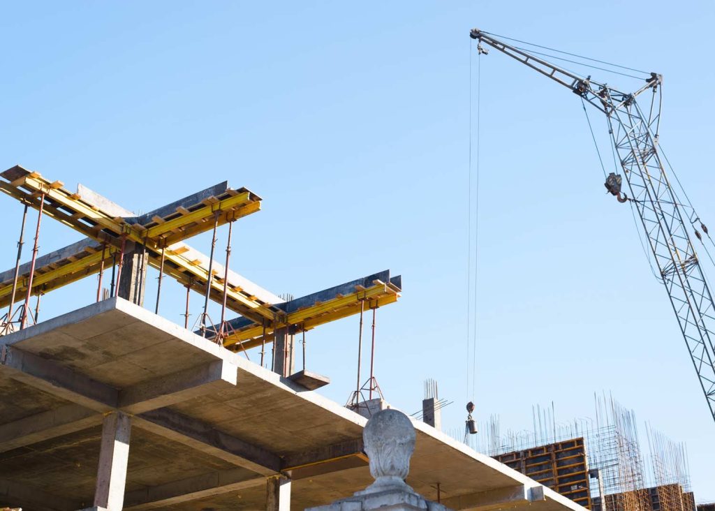 Crane on a commercial construction site