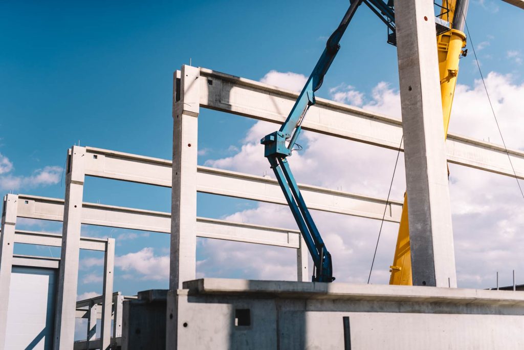 Crane on a commercial construction site